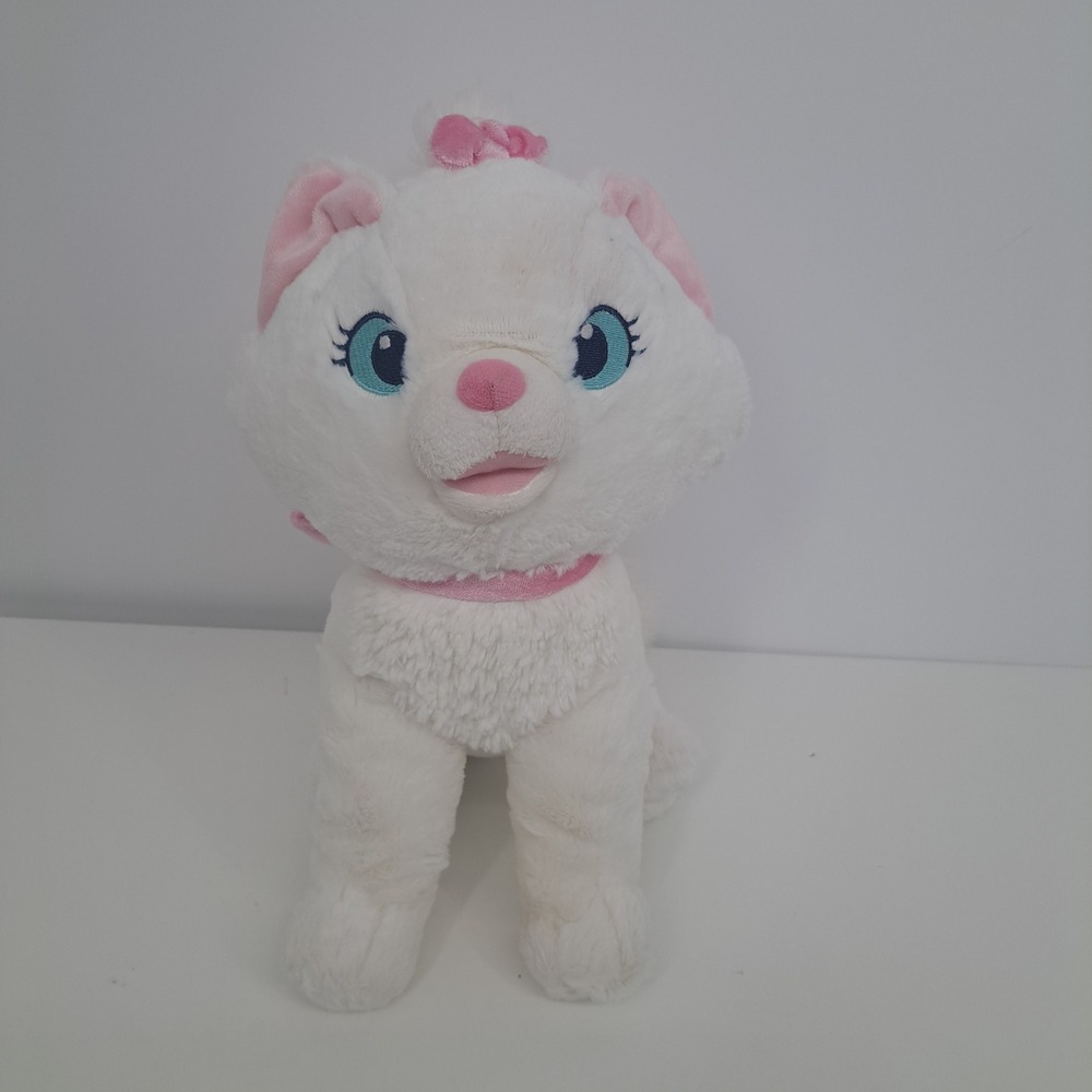 Disney Store Stamped Marie Aristocats Plush White Pink Bow Stuffed Animal 14"